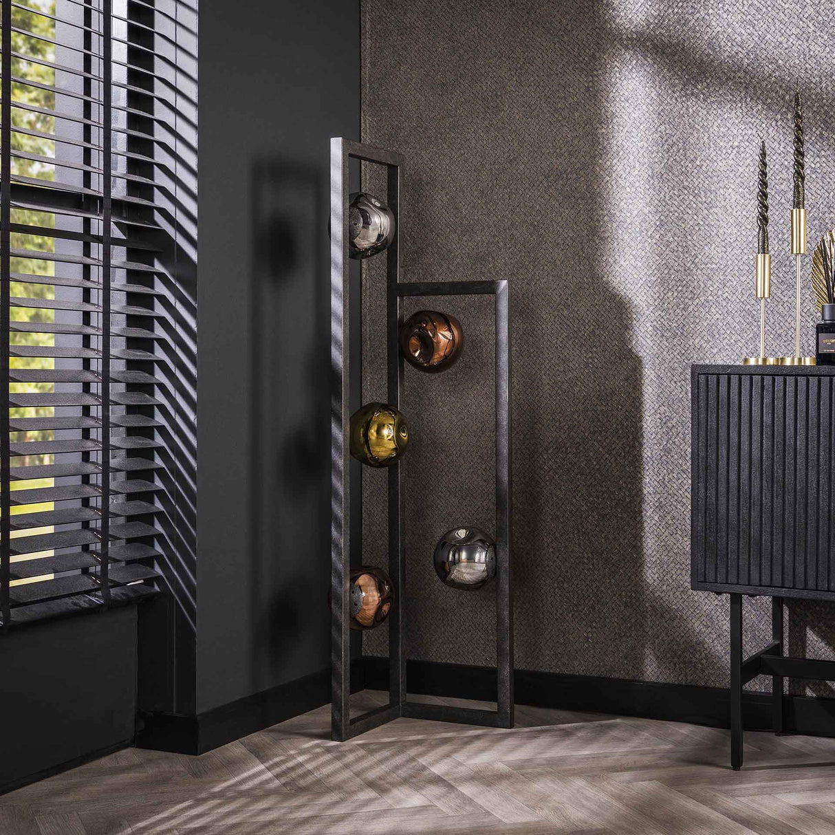 Industrial Floor Lamp Ada 5-lights Colored Glass Corner