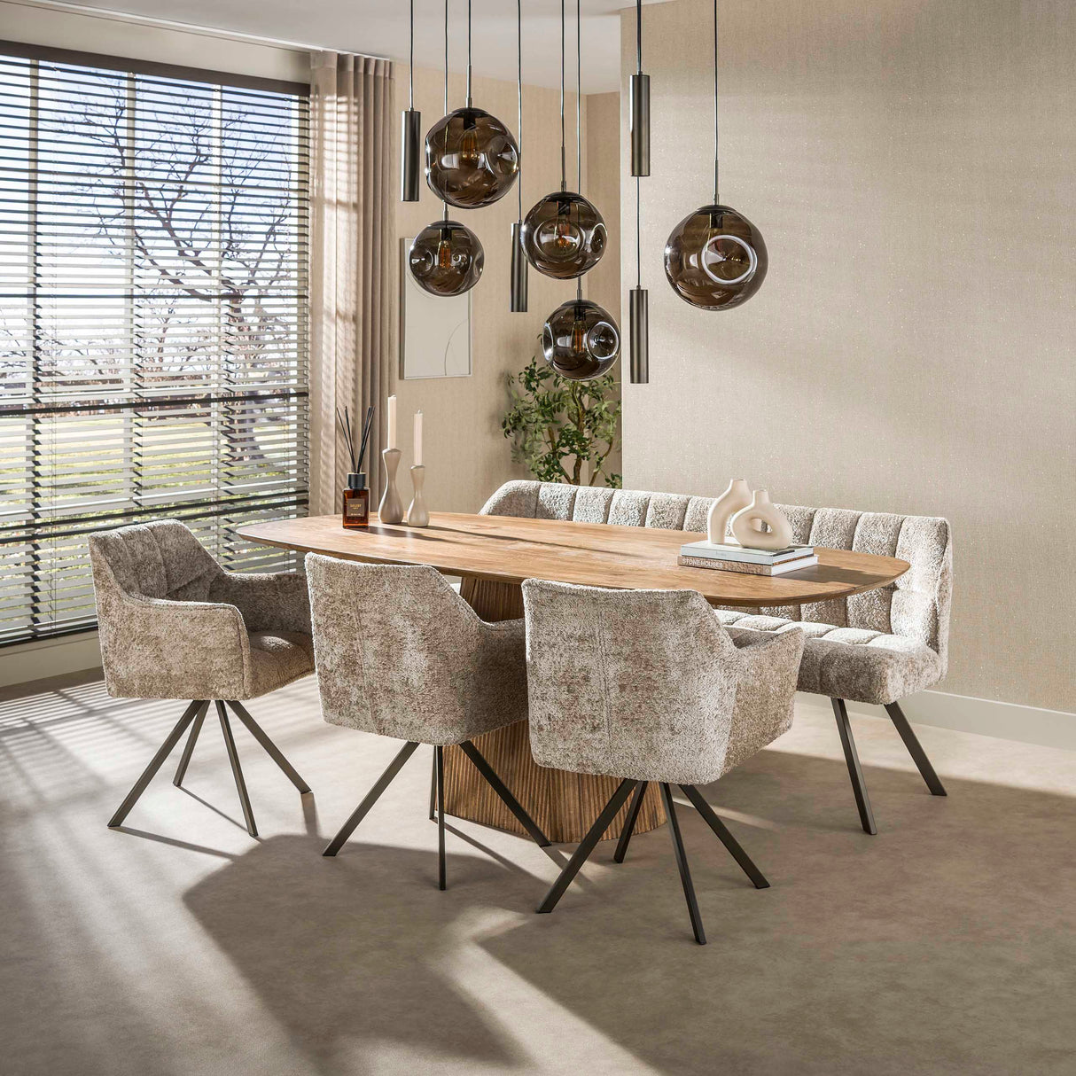 Hanglamp Stellar in sienna bruin met 9 lichtpunten