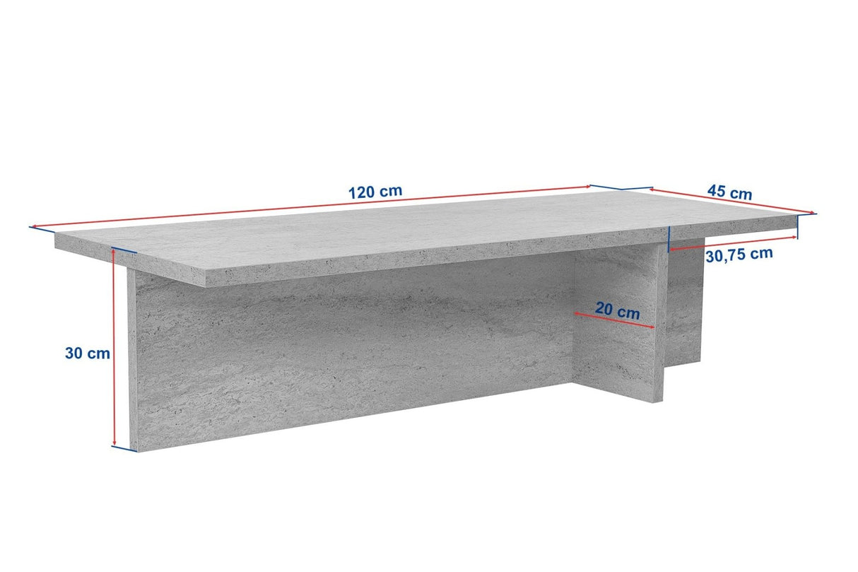 Salontafels - Rechthoekige salontafel walnoot melamine - 120x45x30 cm - Portland - Dimehouse