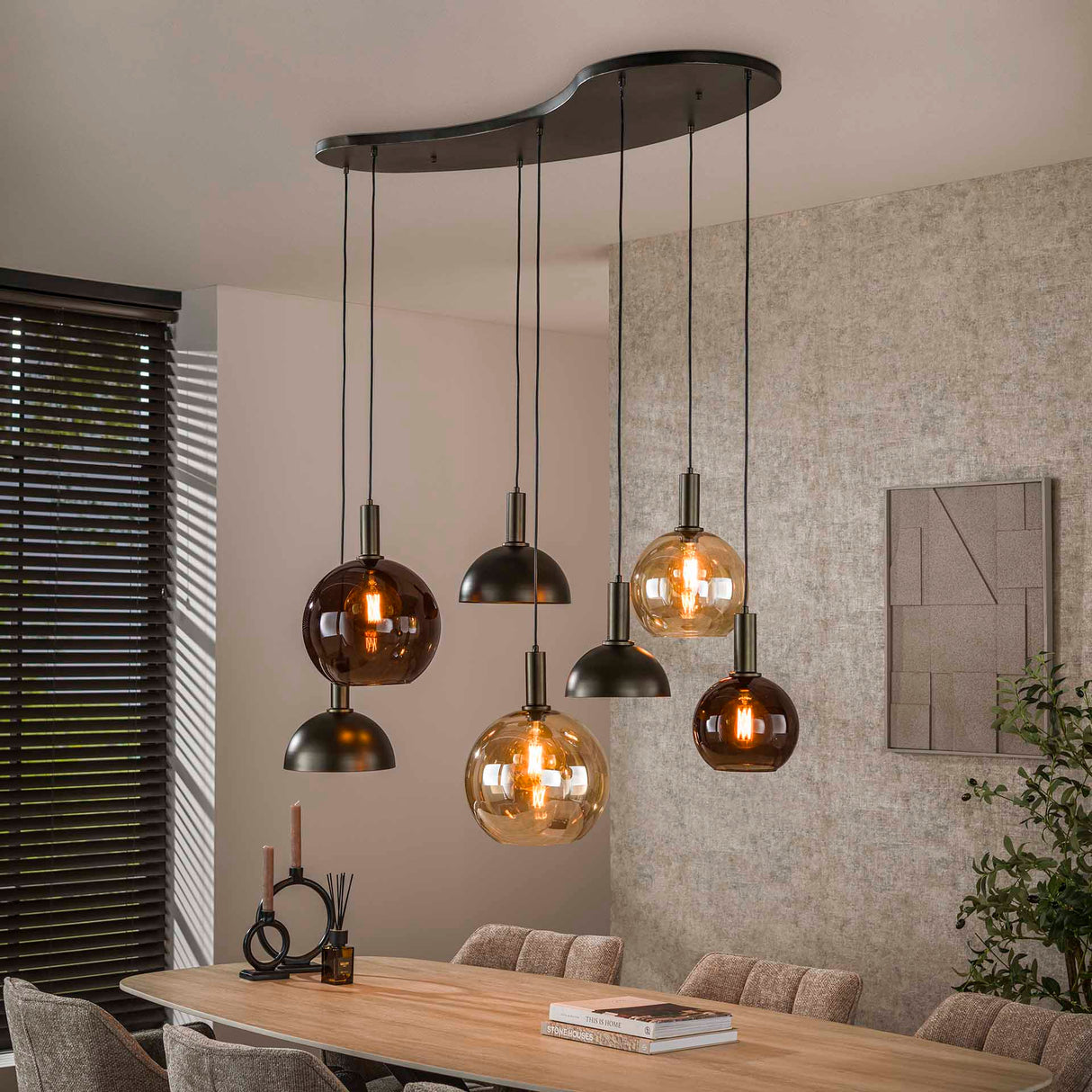 Cluster Pendant Lamp Sienna 7-lights – Brown