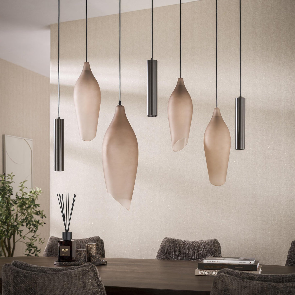 Hanging lamp Cocoon cocoon style brown frosted