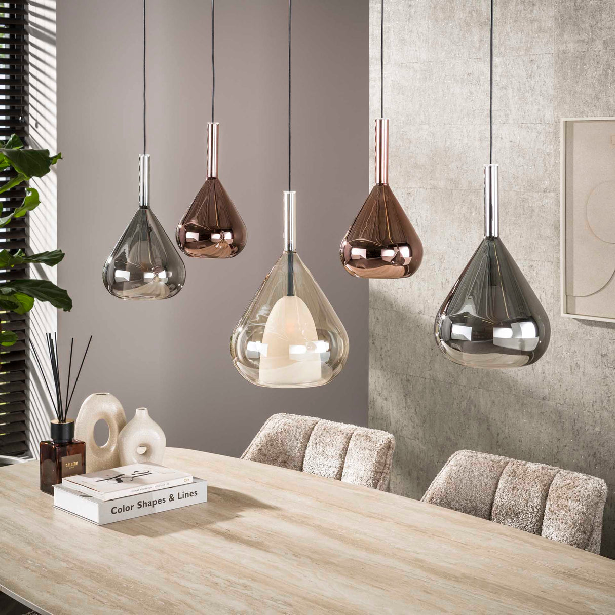Noxen 5-light hanging lamp black 123 cm