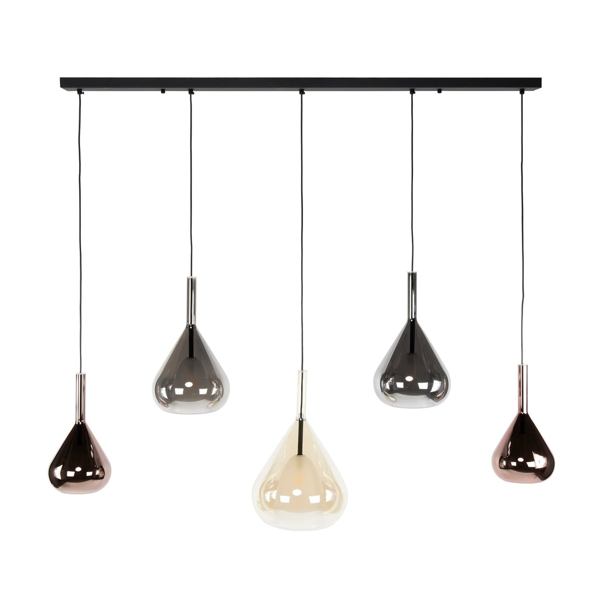Noxen 5-light hanging lamp black 123 cm