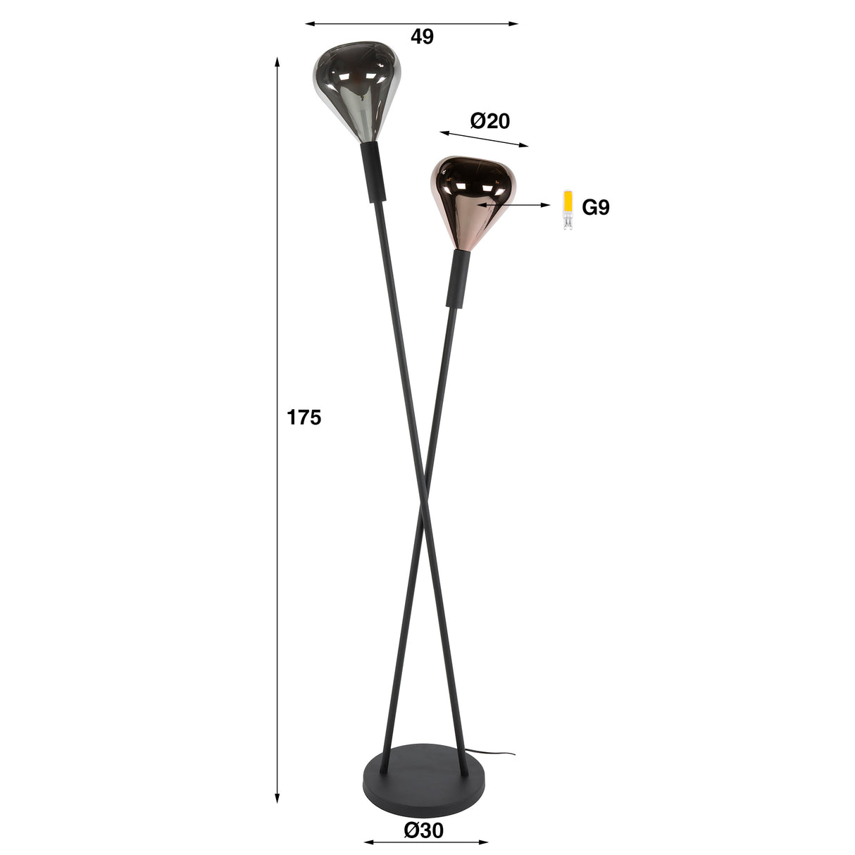Aeris 2L Floor Lamp Black