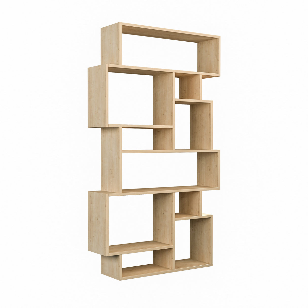 Boekenkasten - Asymmetrische boekenkast eikenlook melamine Karmato 96x168,5x25,5 cm - Dimehouse