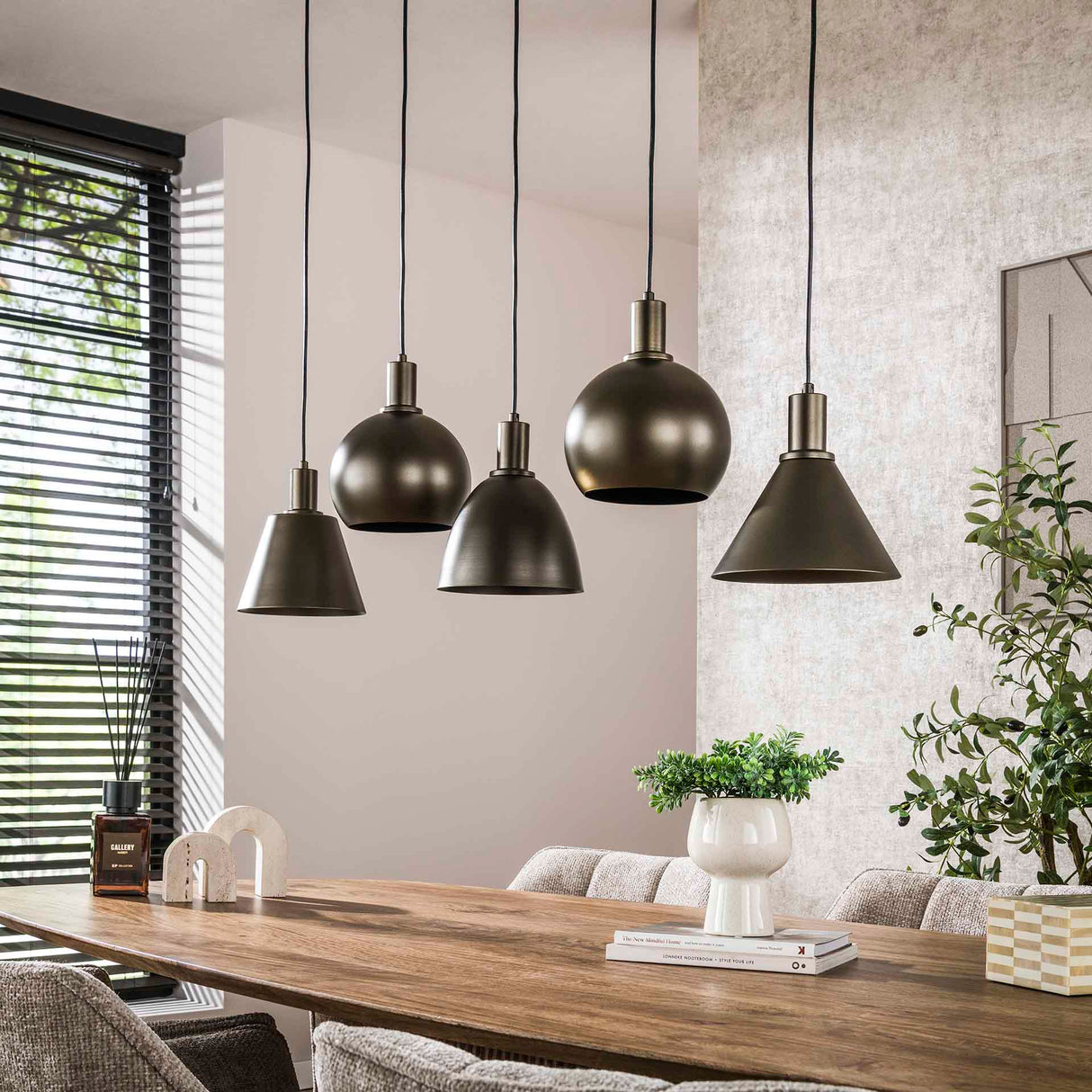 Pendant lamp Sienna 5-lights Industrial - Brown 120 cm