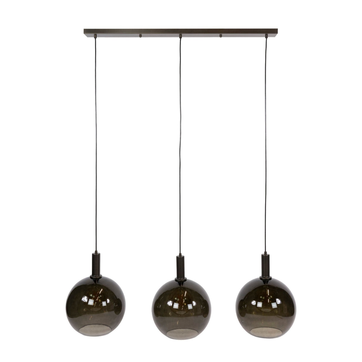 Pendant lamp Nero Trio 3-light Black Metal 115 cm