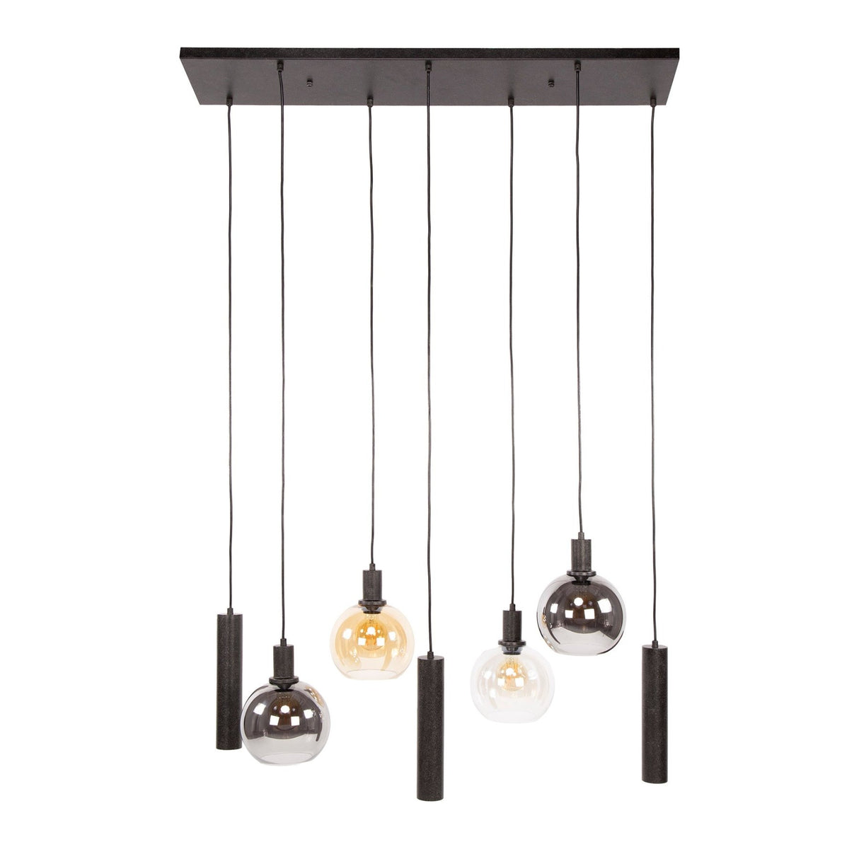 Pendant lamp Orion 7-lights – Black Metal – 110 cm