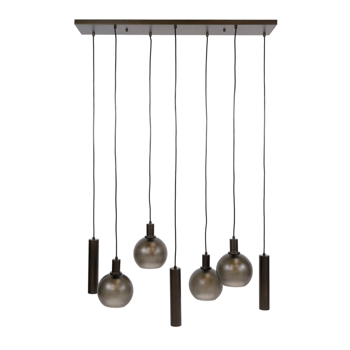 Hanging lamp 7-light brown frosted glass bronze metal Valeo 110 cm