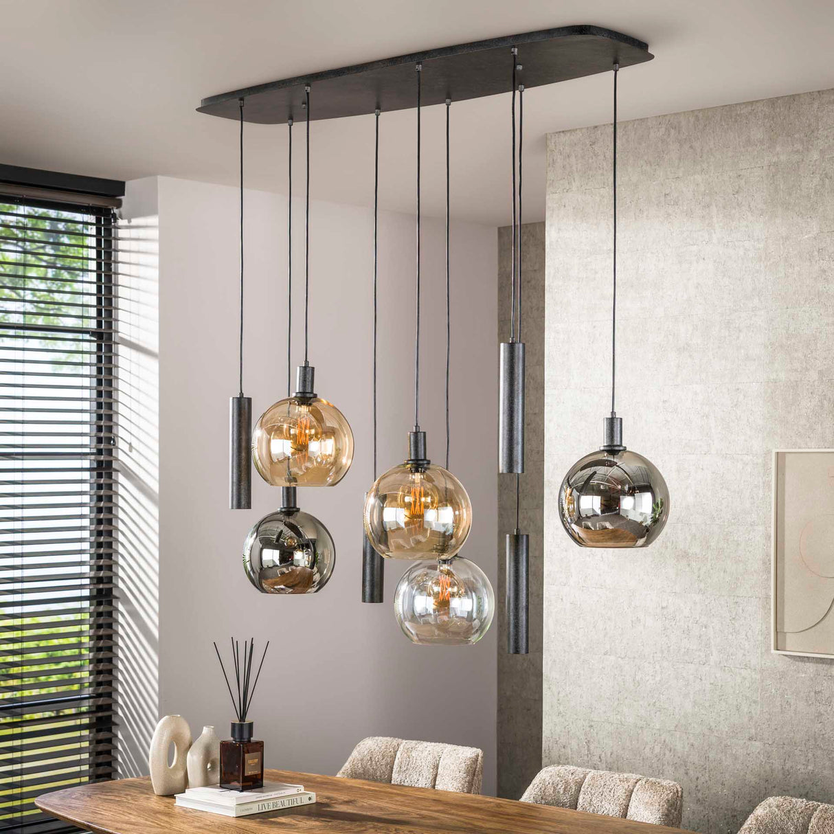 Orbis Tricolore Pendant Lamp 5+4-light Black Metal