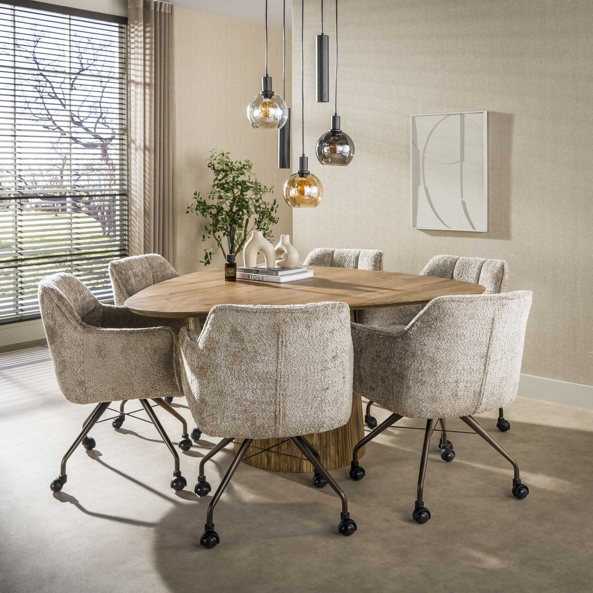 Hanglamp 5-lichts getrapt gekleurd glas zwart metaal Valeo