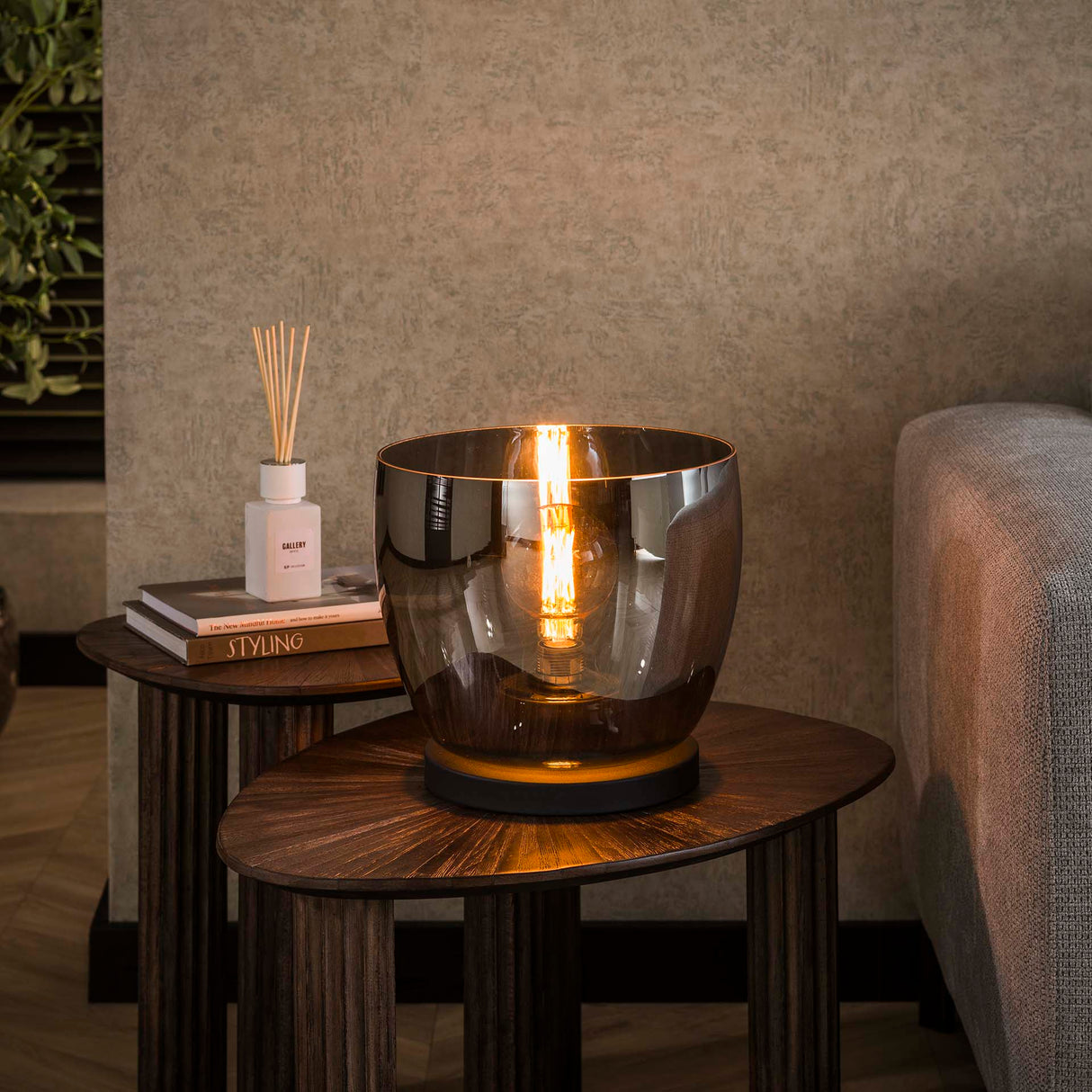 Floor lamp Dain UP L Chrome-colored glass