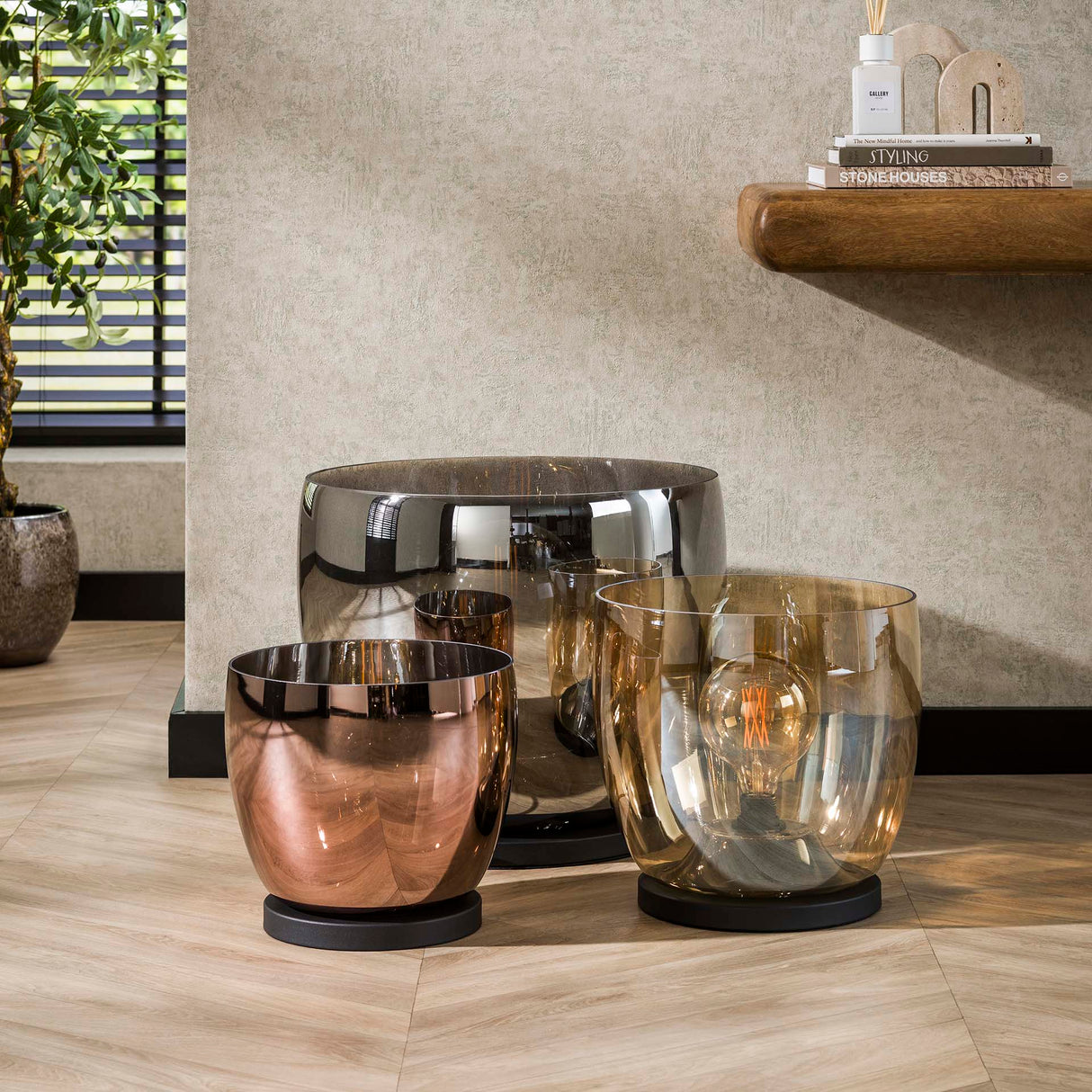 Floor lamp Dain UP XL Chrome-colored glass