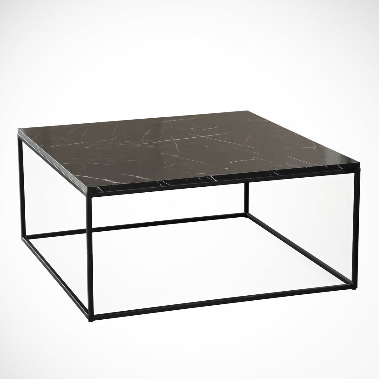 Salontafels - Vierkante salontafel zwart Marmerlook - 75x75 cm - Pola - Dimehouse
