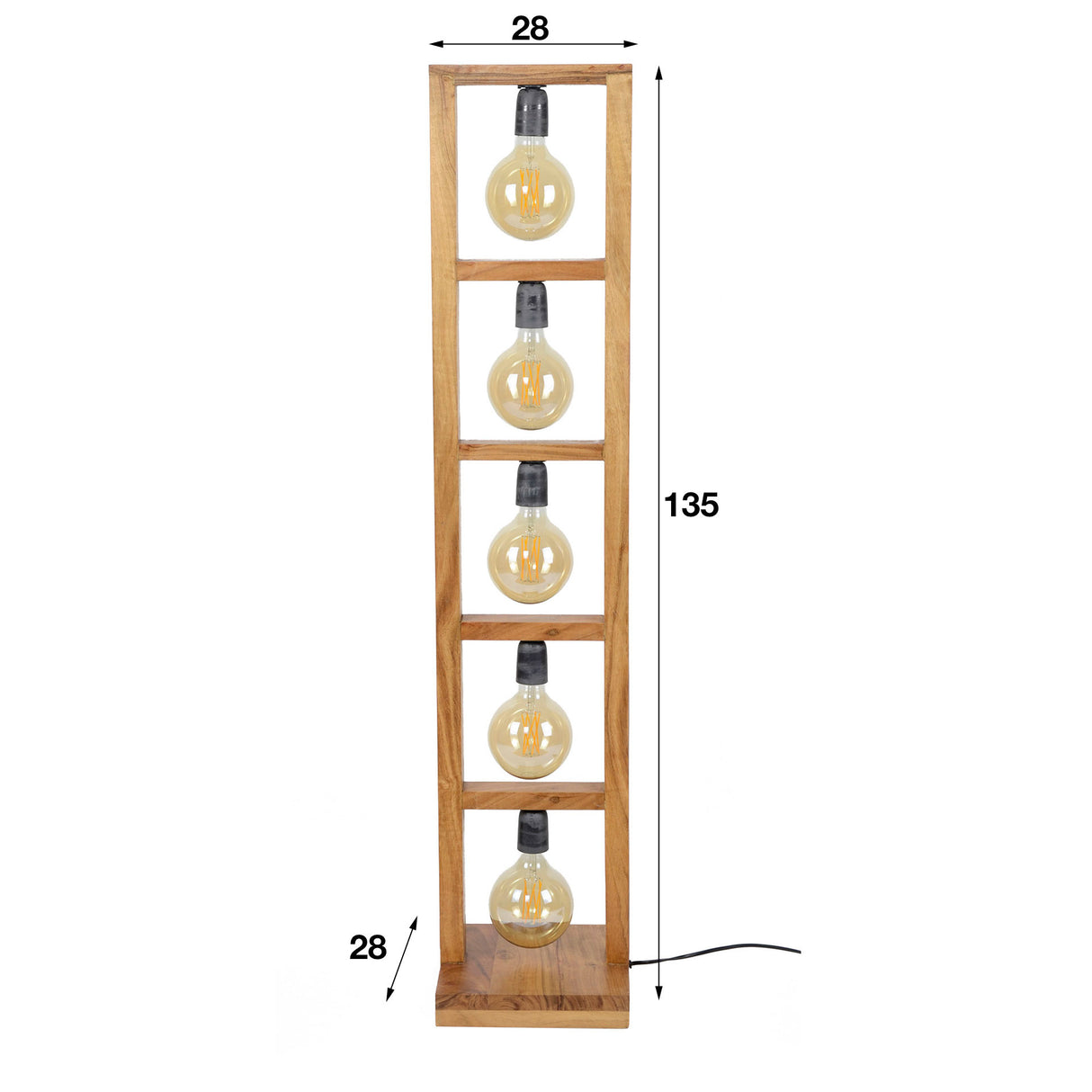 Floor lamp Ethan DH Interior Acacia LxWxH 136x30x30 Acacia wood White photo size indication
