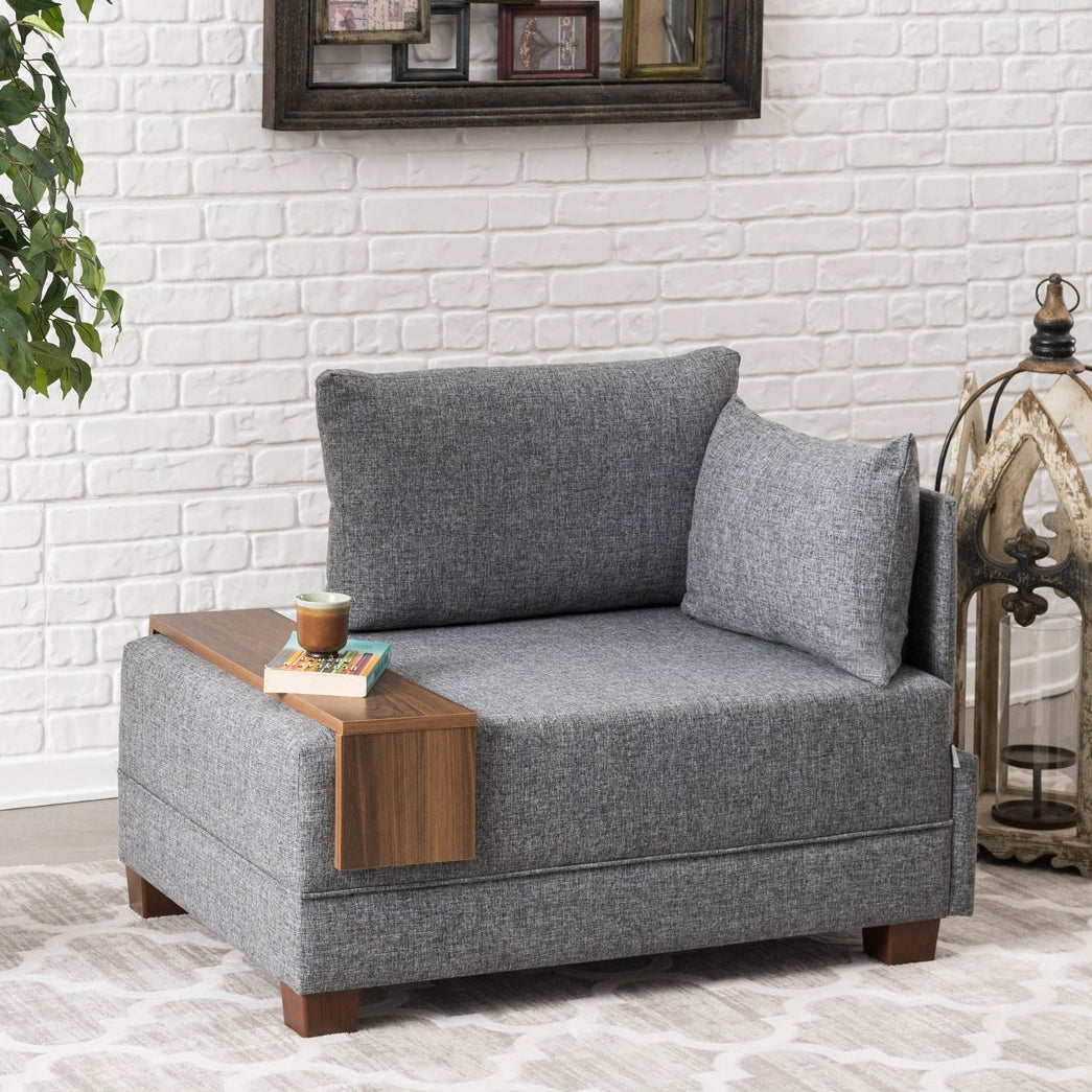 Armchair right fly grey