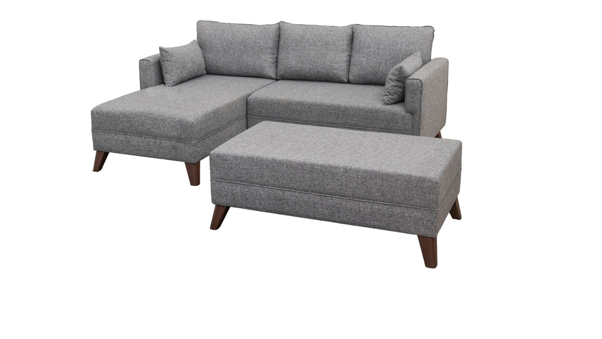 Sofas - Gray fabric sofa bed - corner sofa including ottoman - Left - Bella - Dimehouse