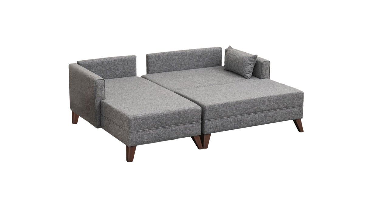 Sofas - Gray fabric sofa bed - corner sofa including ottoman - Left - Bella - Dimehouse
