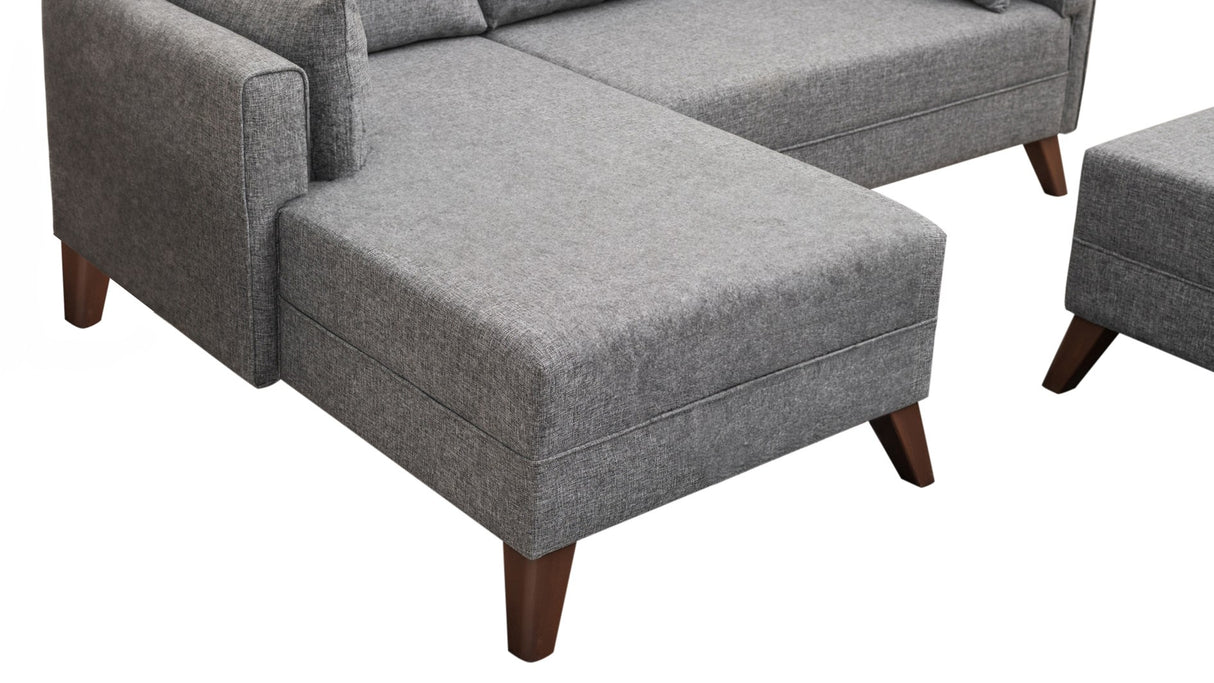 Sofas - Gray fabric sofa bed - corner sofa including ottoman - Left - Bella - Dimehouse