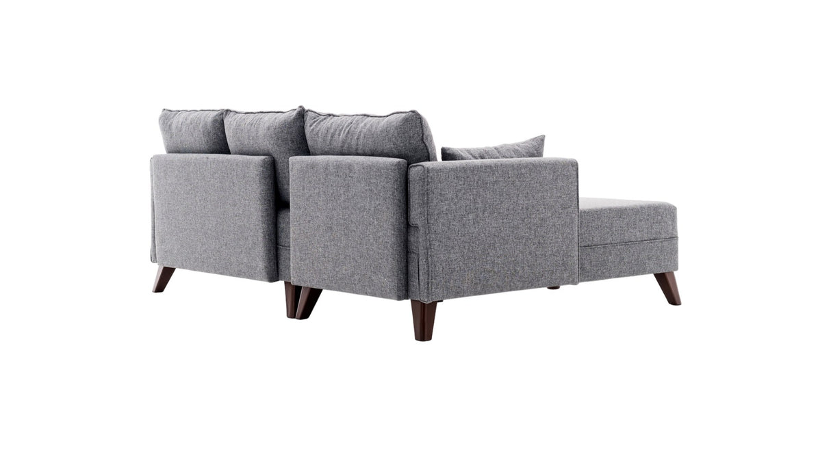 Sofas - Gray fabric sofa bed - corner sofa including ottoman - Left - Bella - Dimehouse
