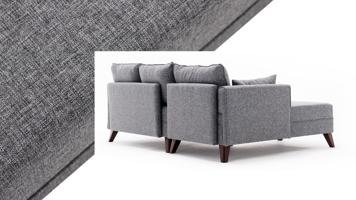 Sofas - Gray fabric sofa bed - corner sofa including ottoman - Left - Bella - Dimehouse