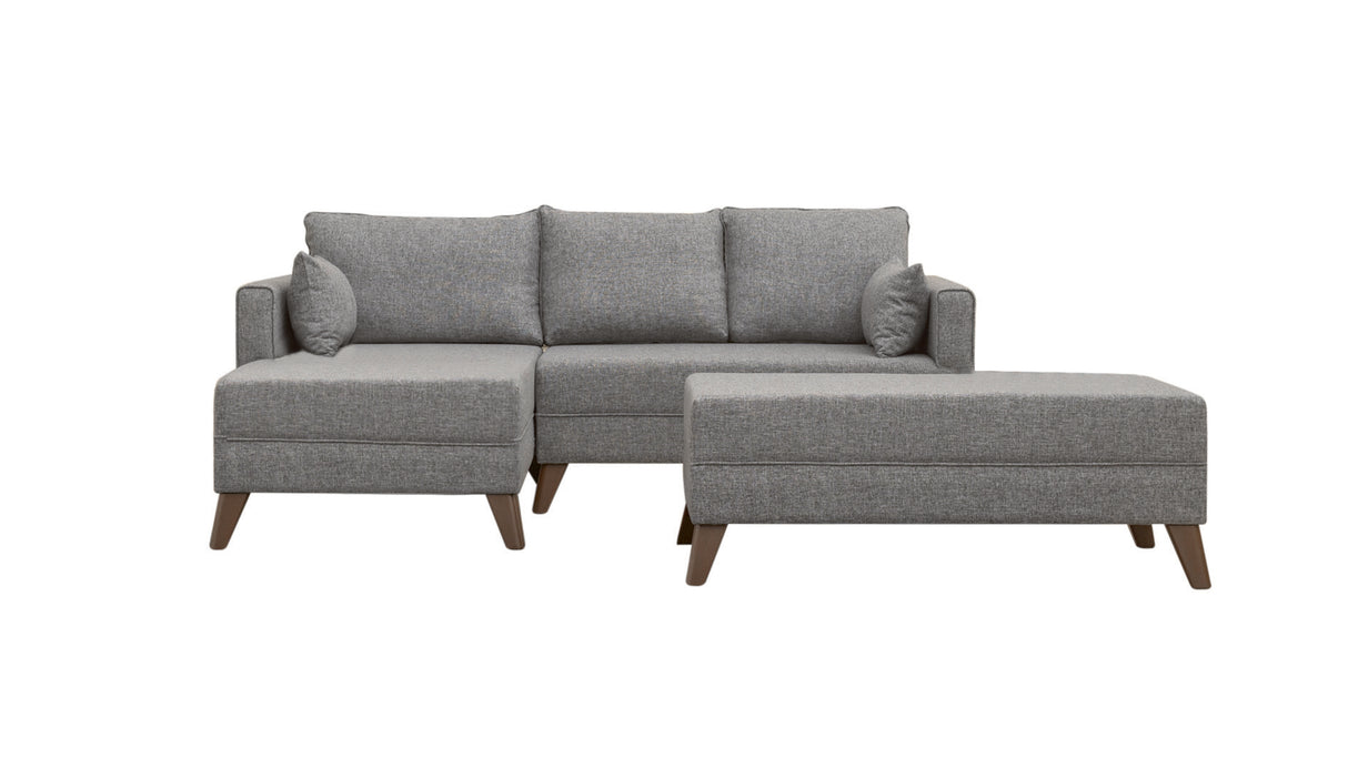 Sofas - Gray fabric sofa bed - corner sofa including ottoman - Left - Bella - Dimehouse