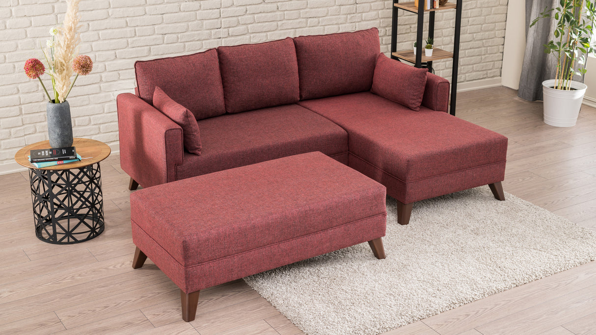 Corner sofa with sleep function on the right Bella Claret Red