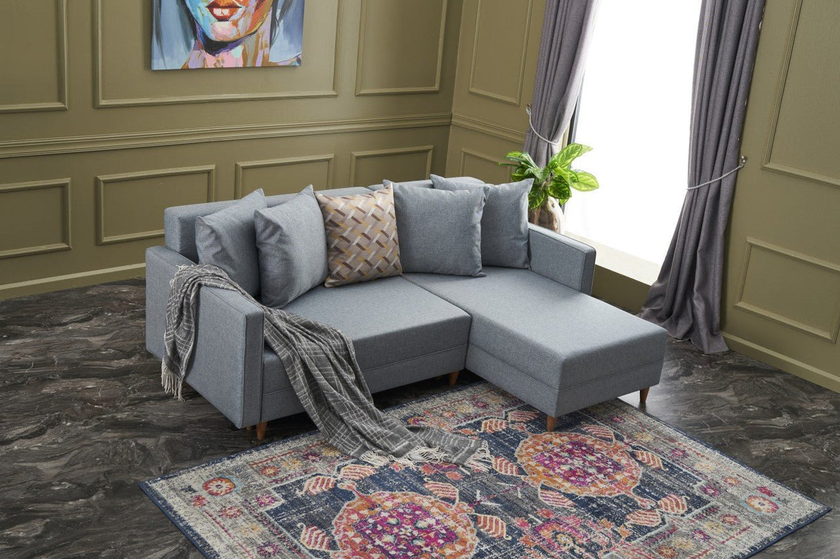 Corner sofa with sleeping function on the right Aydam Blue