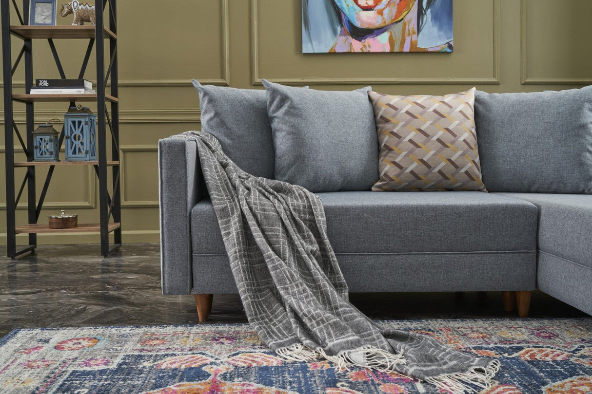 Corner sofa with sleeping function on the right Aydam Blue