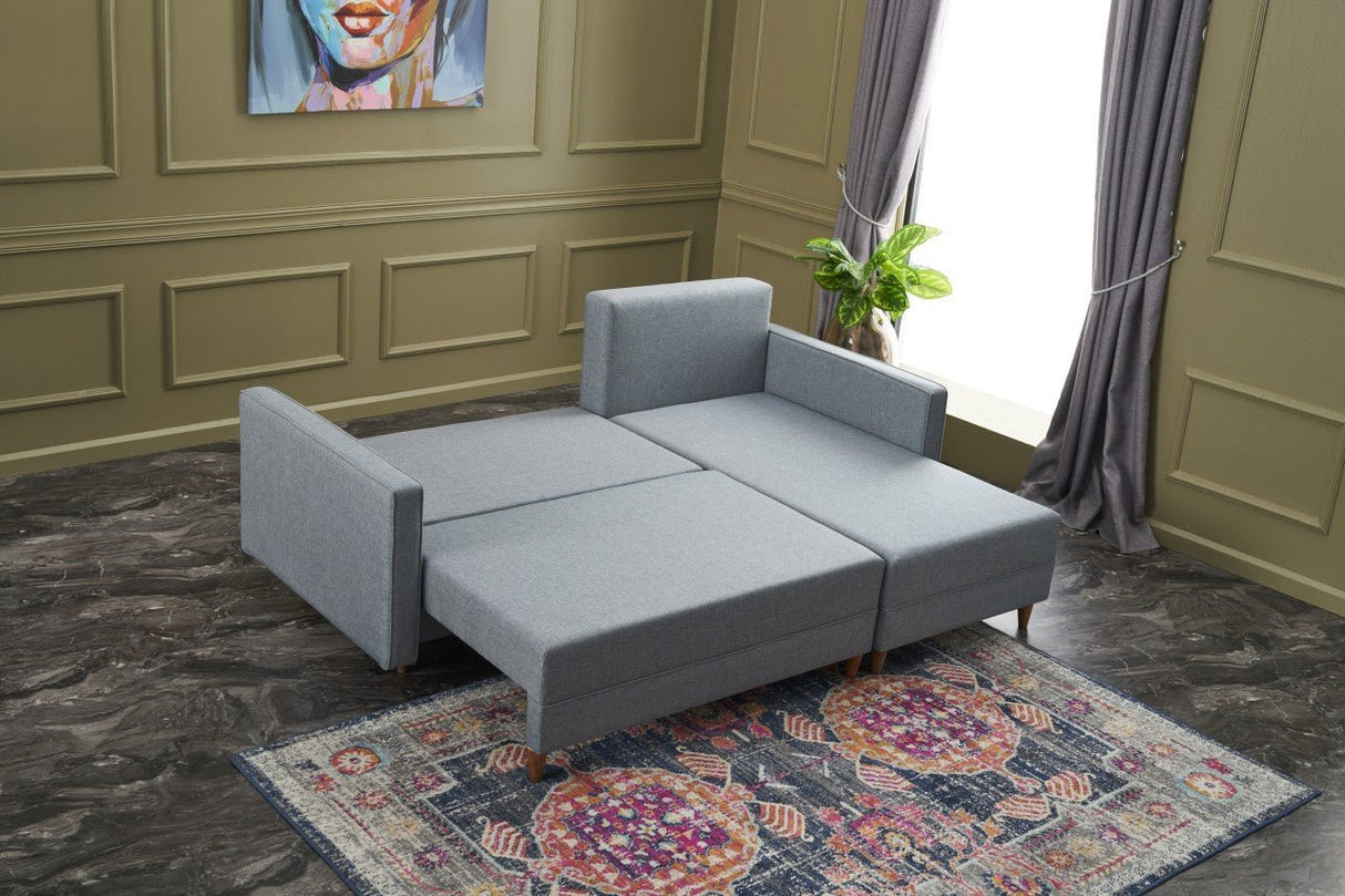 Corner sofa with sleeping function on the right Aydam Blue