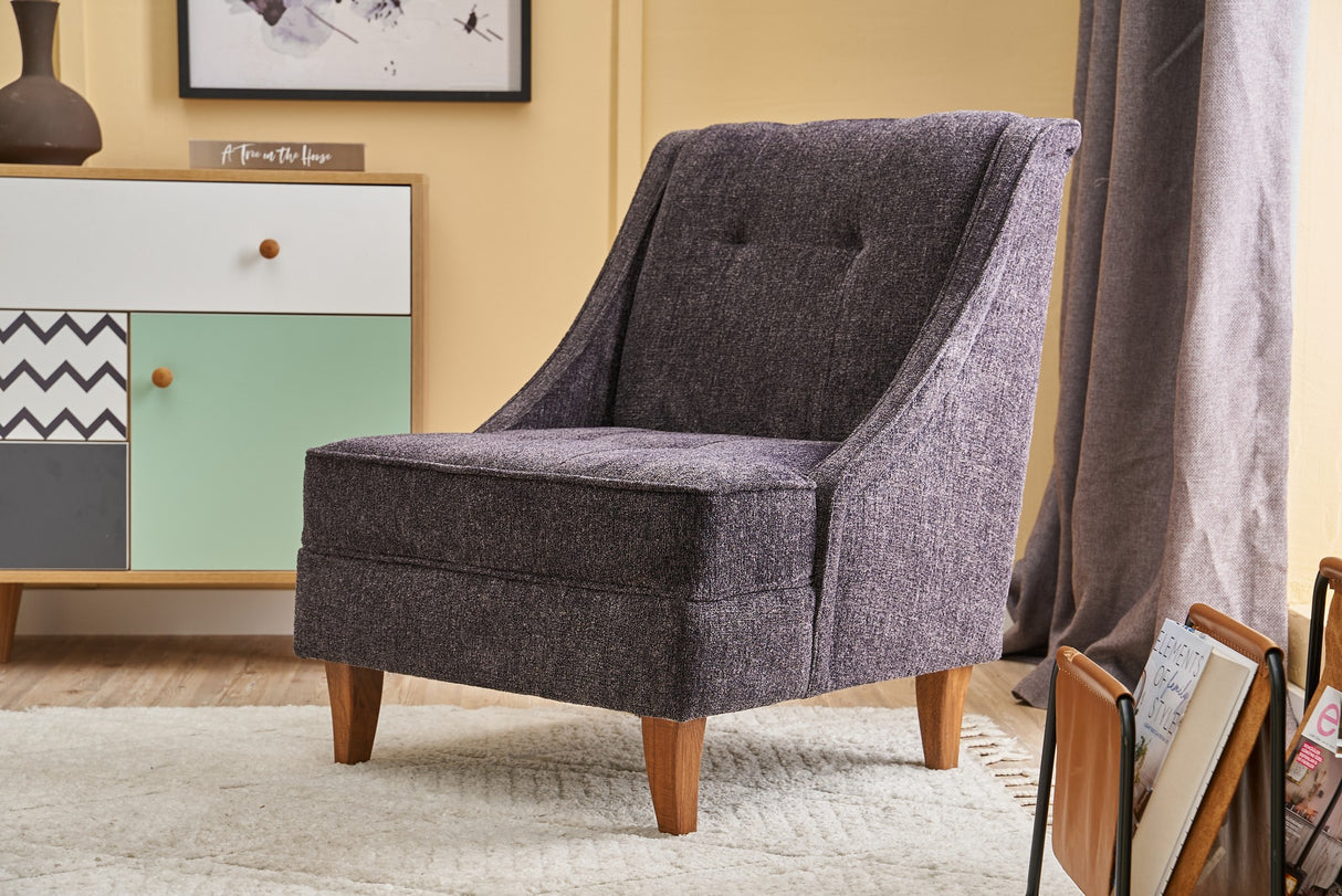 Armchair anthracite chenille fabric rural classic Ella