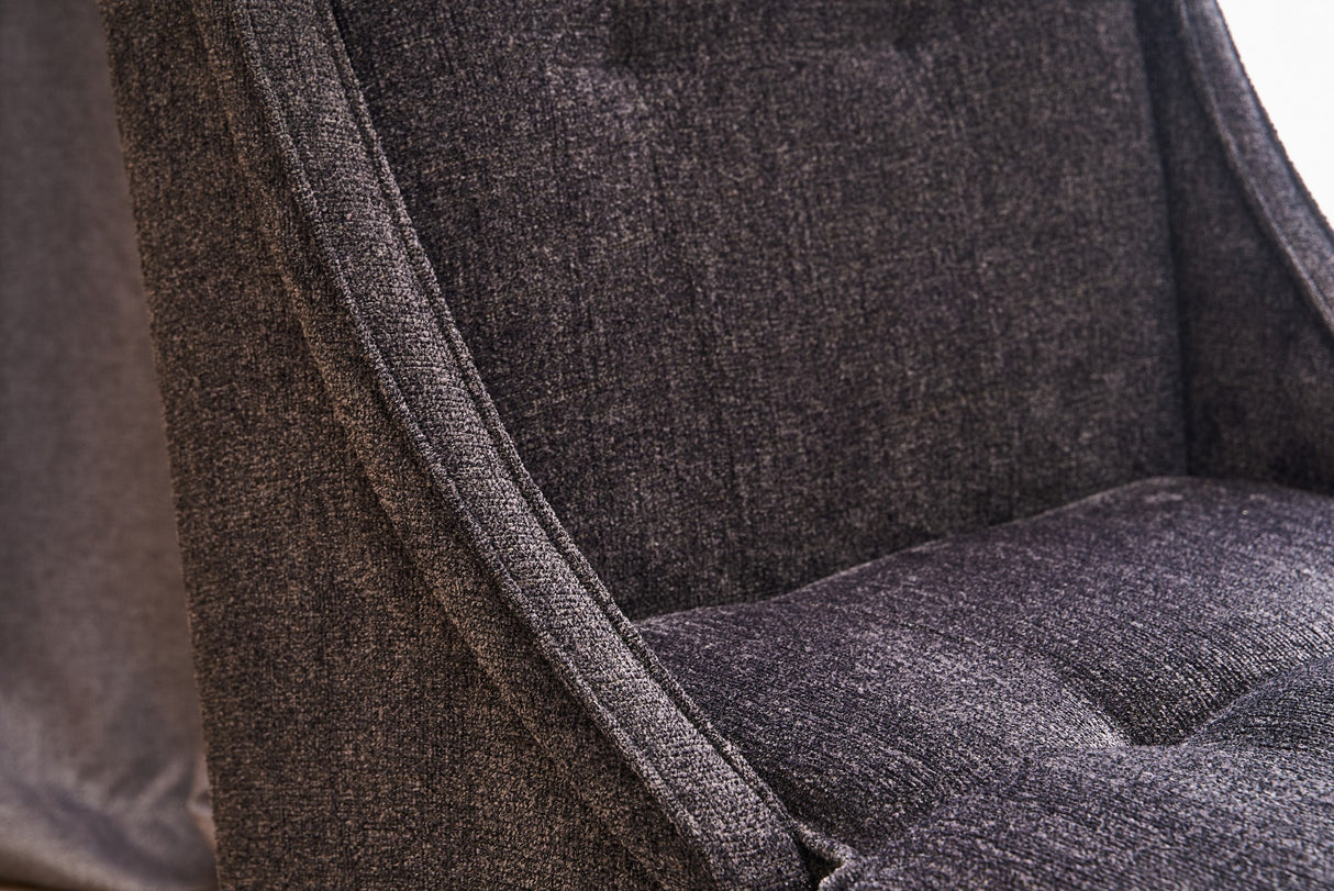 Armchair anthracite chenille fabric rural classic Ella
