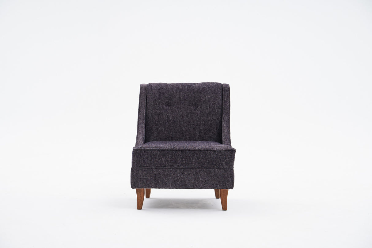 Armchair anthracite chenille fabric rural classic Ella