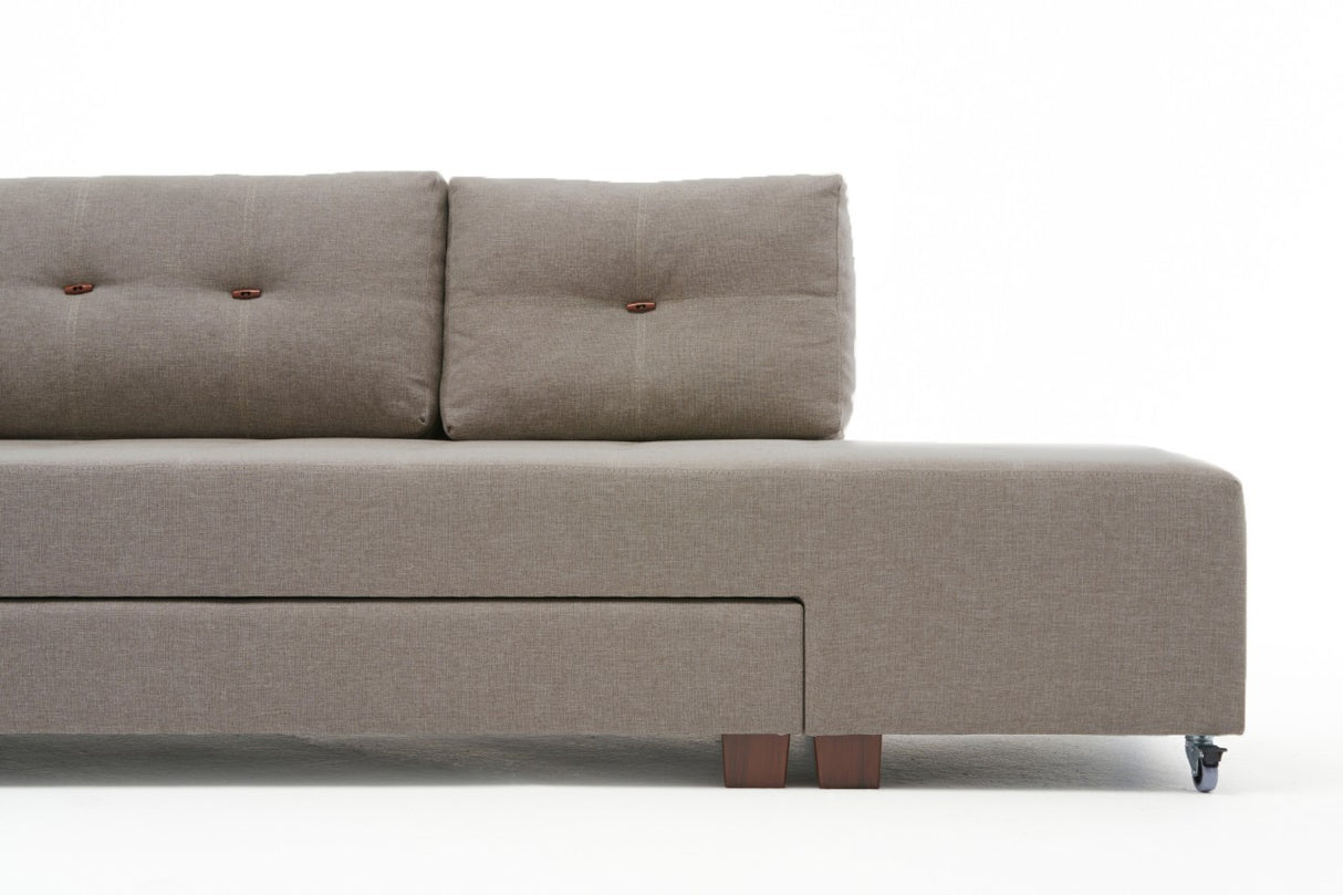 Banken - Slaapbank taupe stof - XL 280x206 cm - met wielen - Links - Manama - Dimehouse