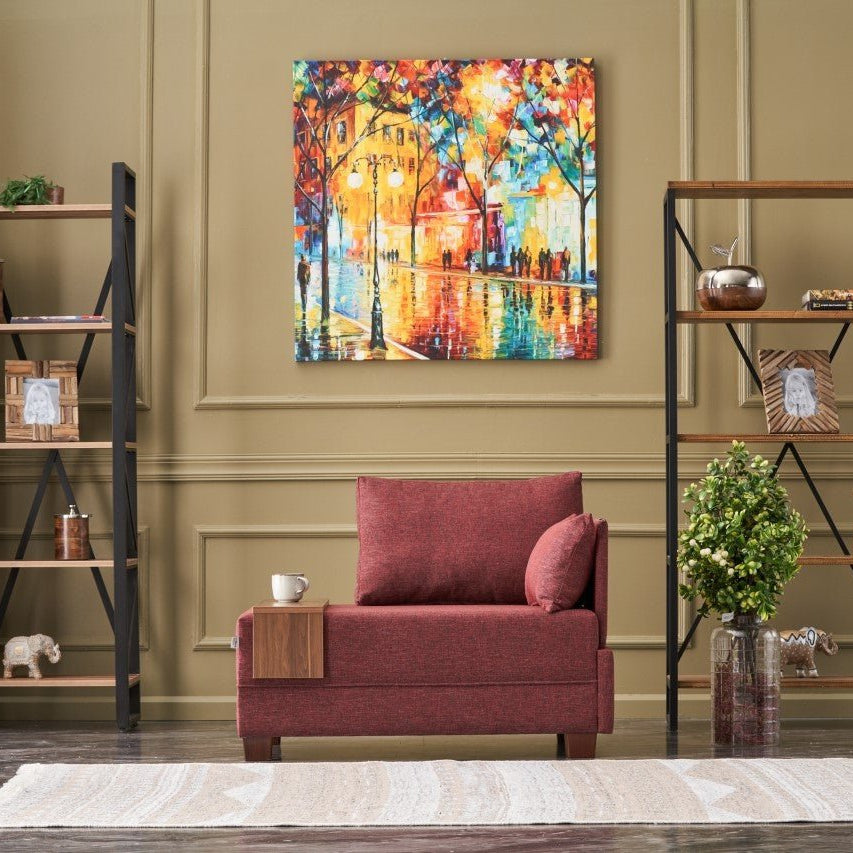 Armchair on the right fly claret red