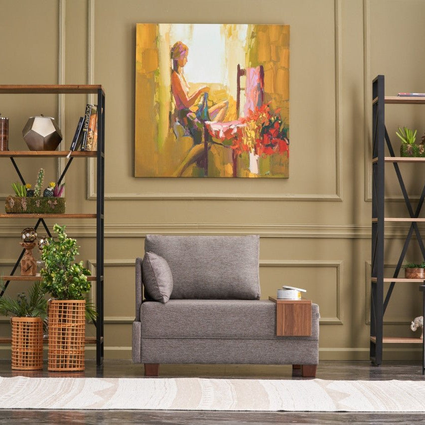 Armchair on the left fly brown