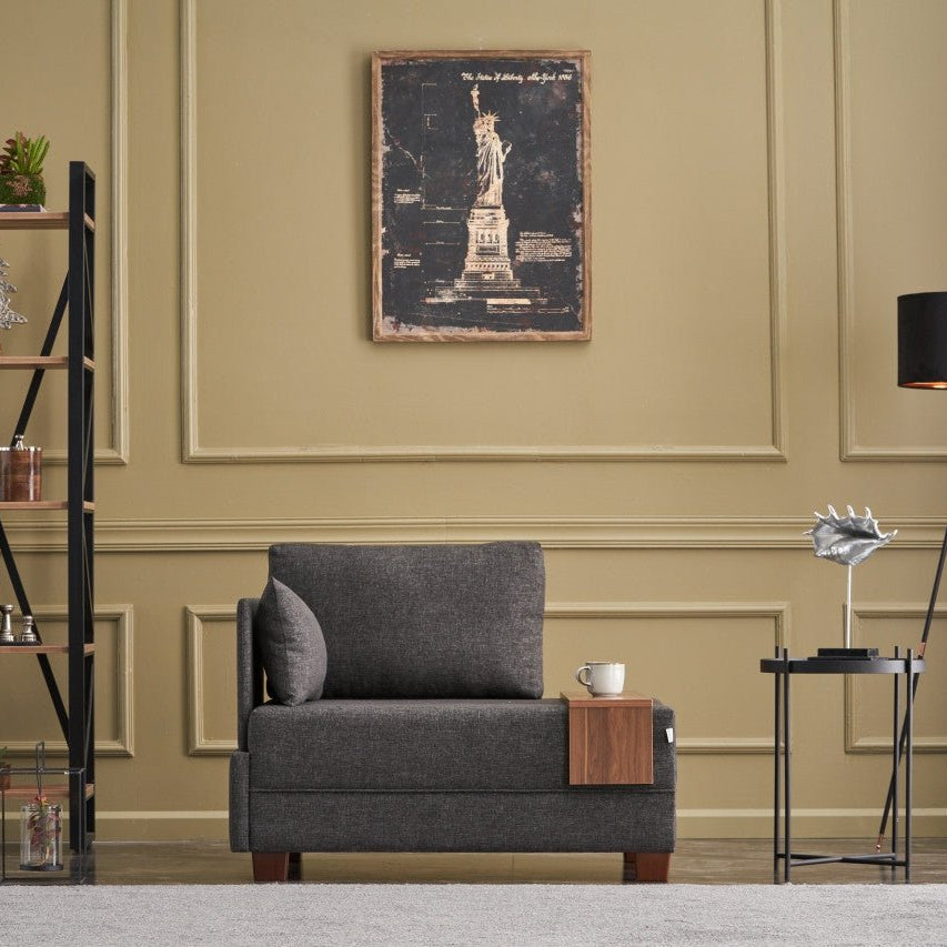 Armchair left fly anthracite