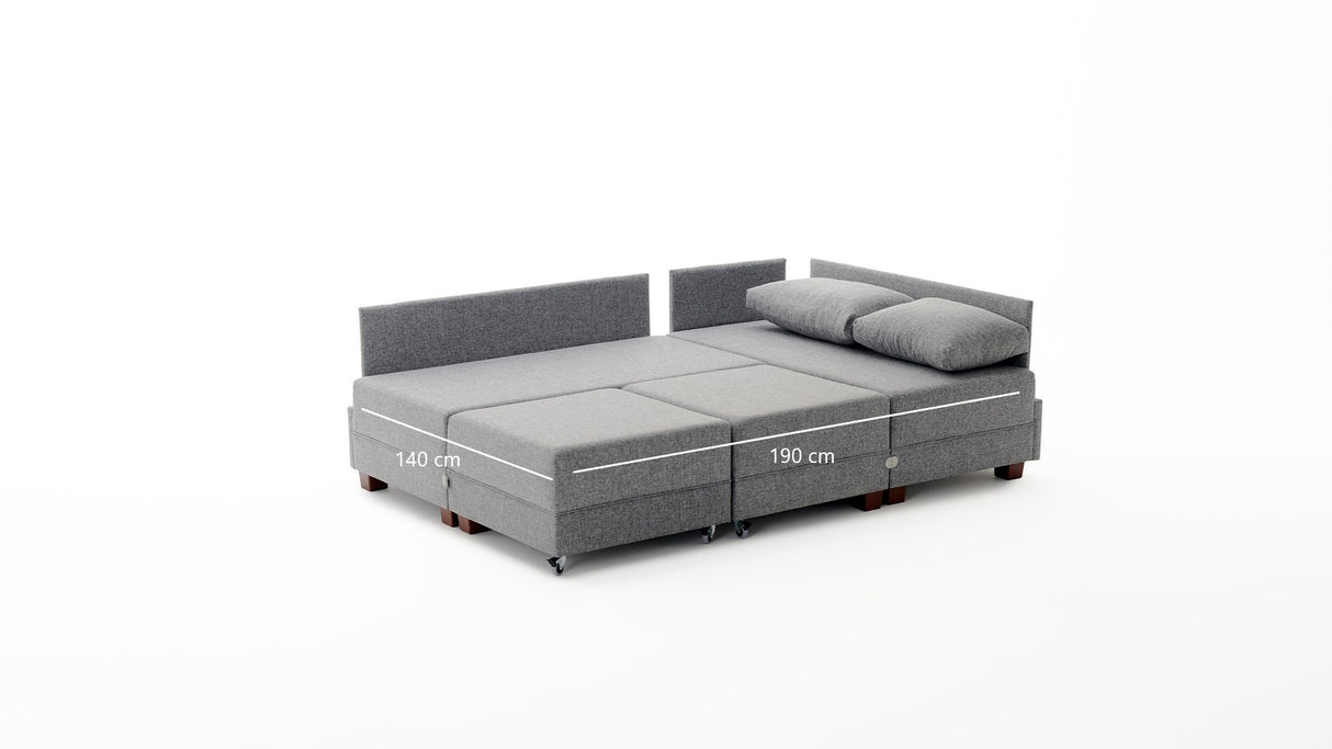 Banken - Slaapbank antraciet stof - XXL 280 x 210 - Rechts - Fly - Dimehouse