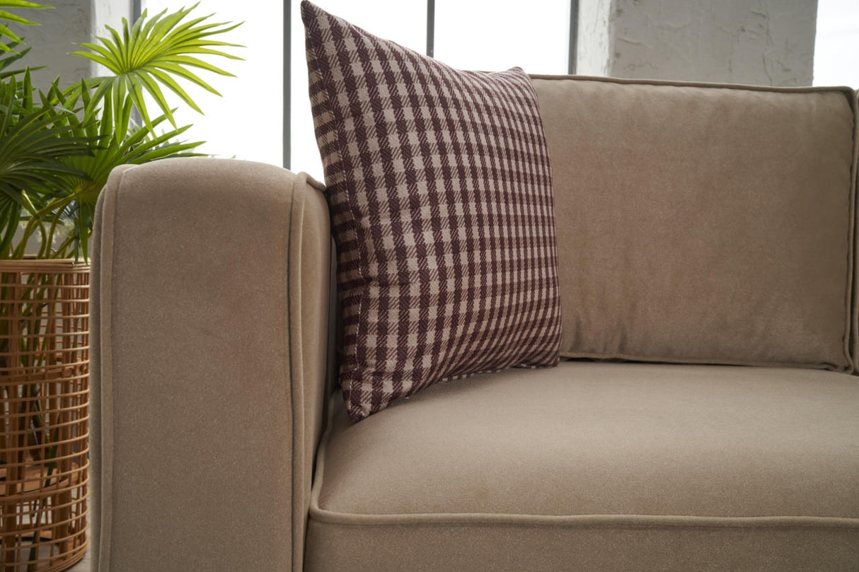 Corner sofa Kale Velvet Cream - five person