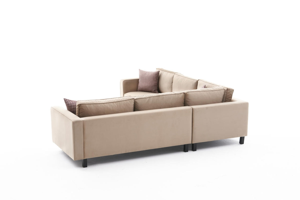 Corner sofa Kale Velvet Cream - five person