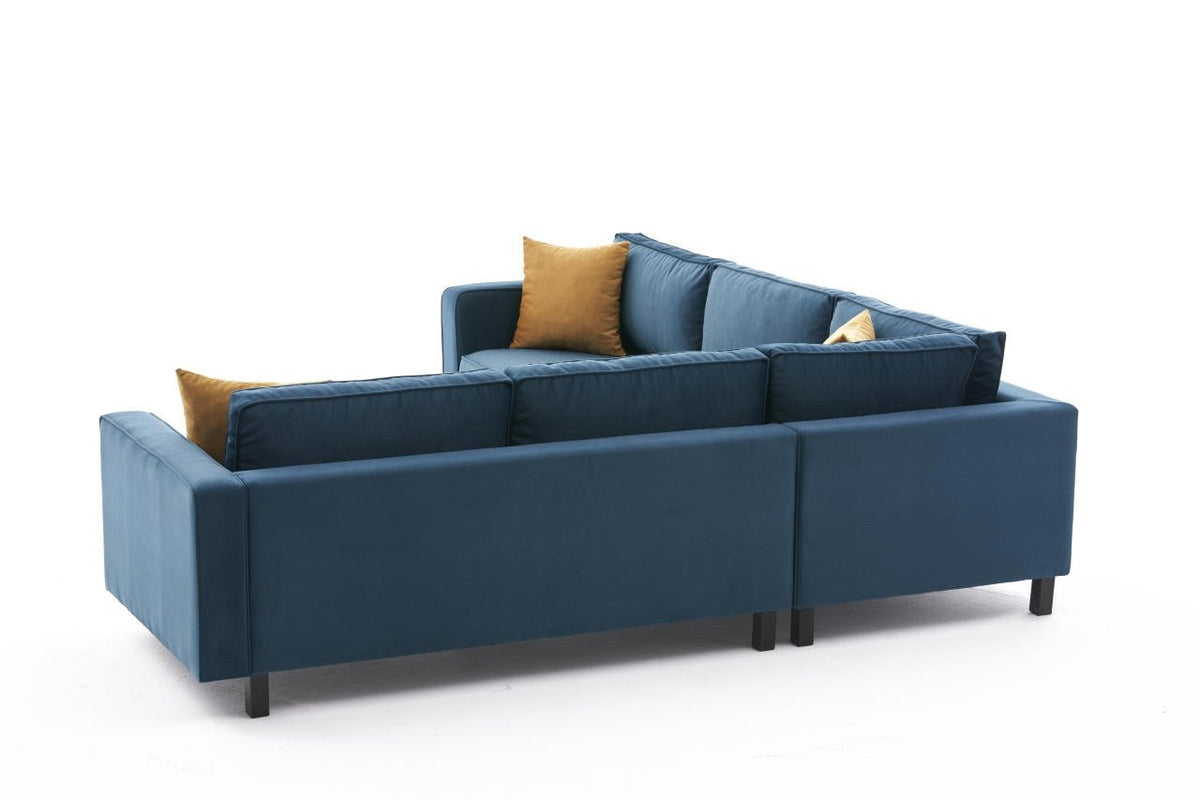 Sofas - Corner sofa Kale Velvet navy blue - five persons - Dimehouse