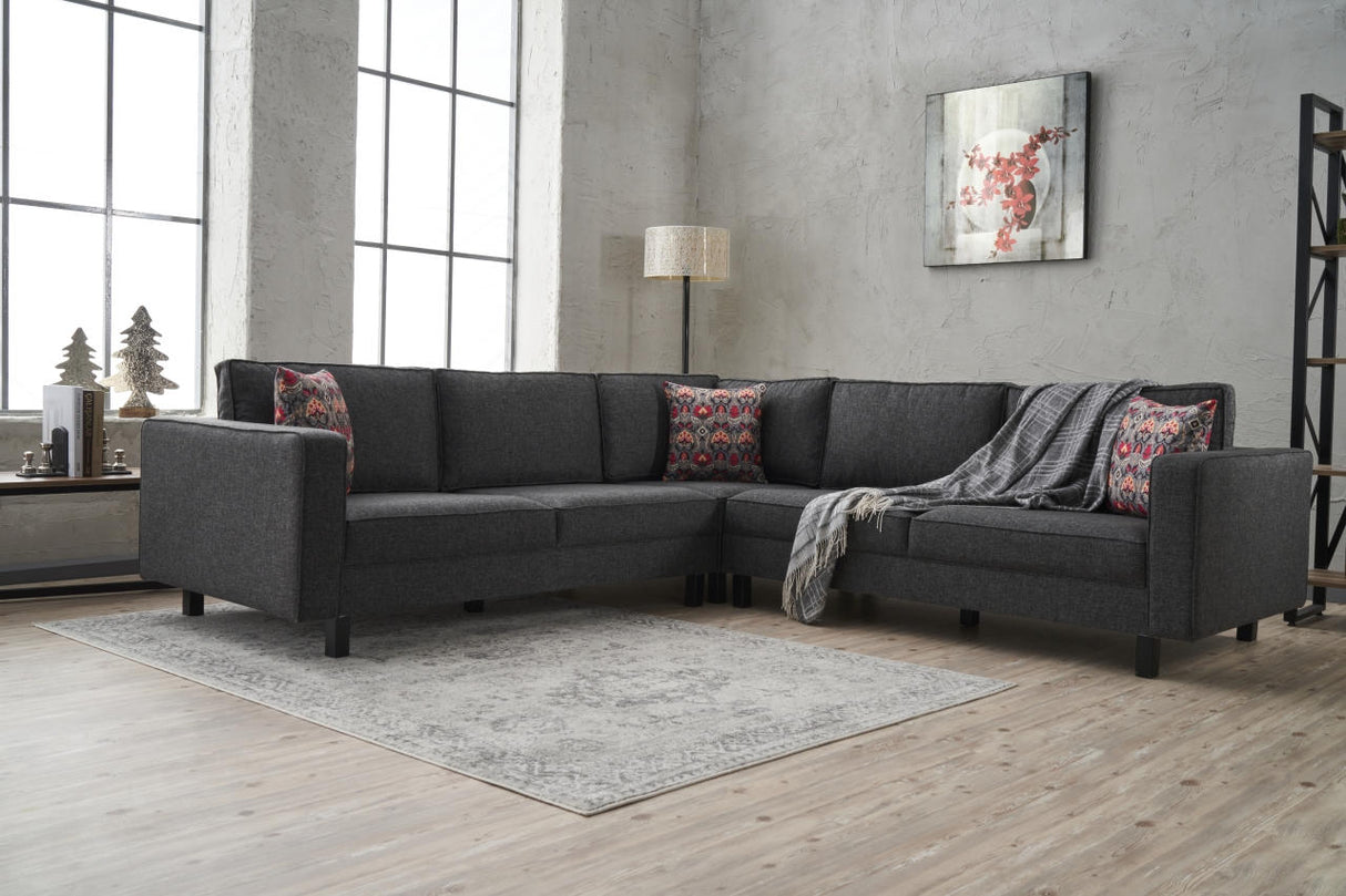 Corner sofa Kale Fabric Anthracite - five person