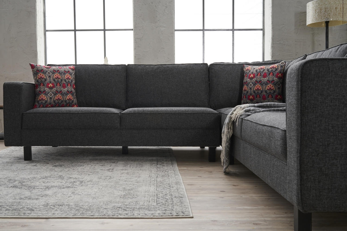Corner sofa Kale Fabric Anthracite - five person