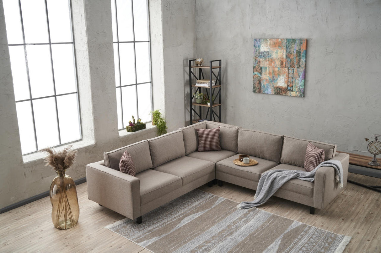 Corner sofa Kale Fabric Cream - five person