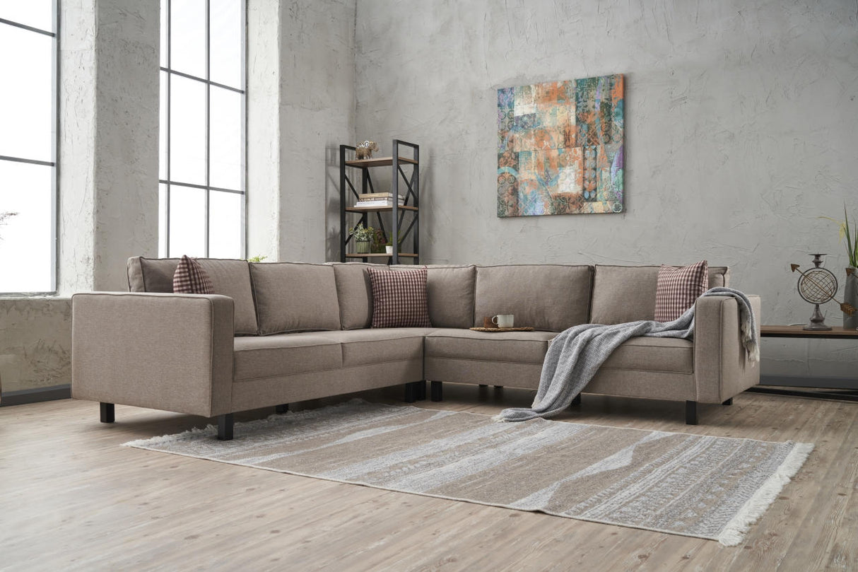 Corner sofa Kale Fabric Cream - five person