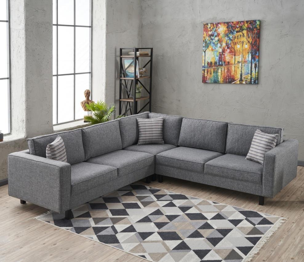 Corner sofa Kale Fabric Grey - five seater