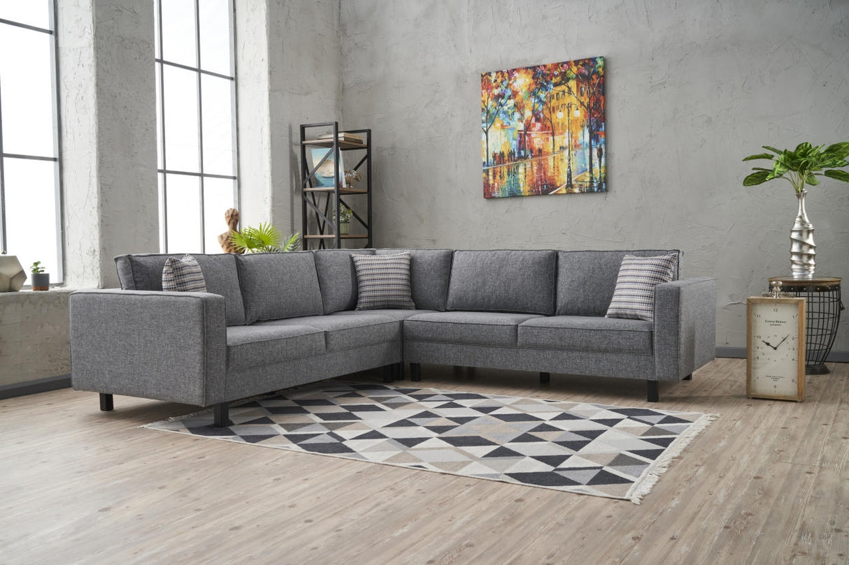 Corner sofa Kale Fabric Grey - five seater