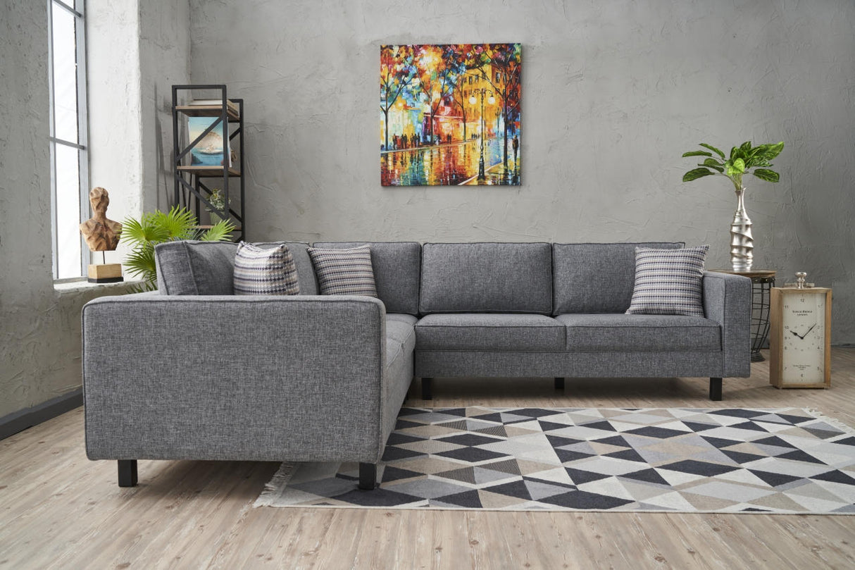 Corner sofa Kale Fabric Grey - five seater