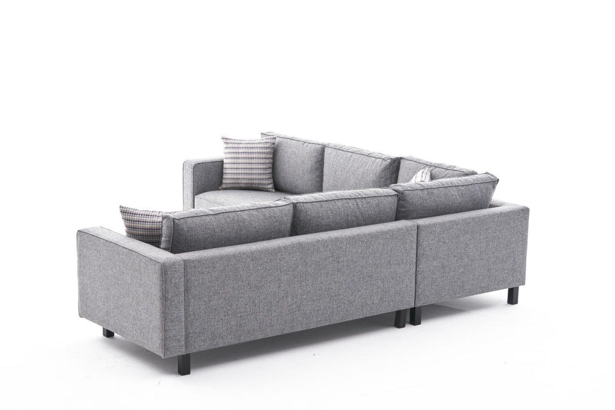 Corner sofa Kale Fabric Grey - five seater