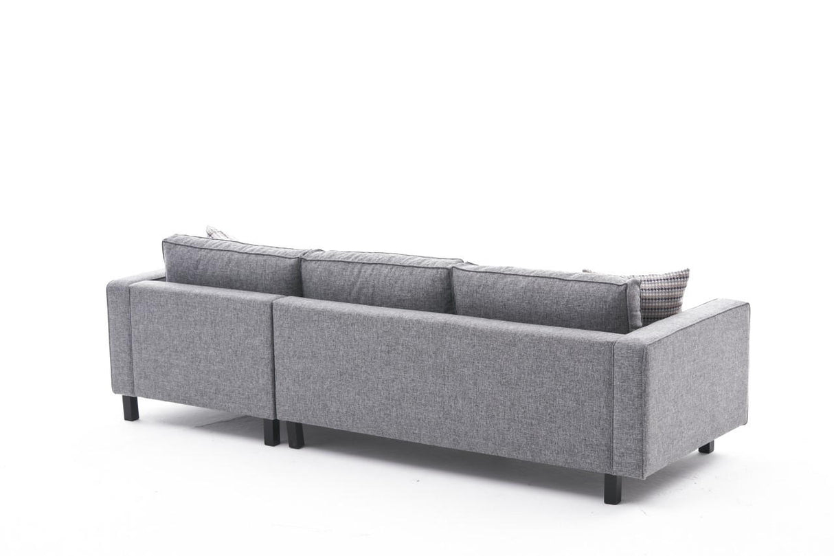 Corner Sofa Right Bald Fabric Gray